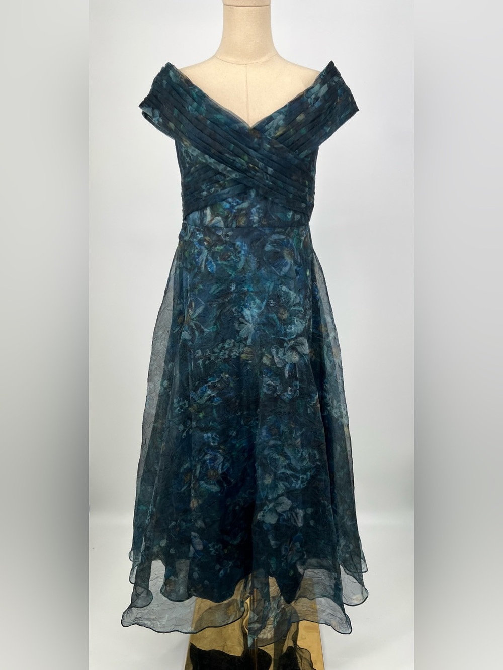 THEIA Auden Off Shoulder Midi Dress | 8 NWT Alfresco Floral - Picture 8 of 15